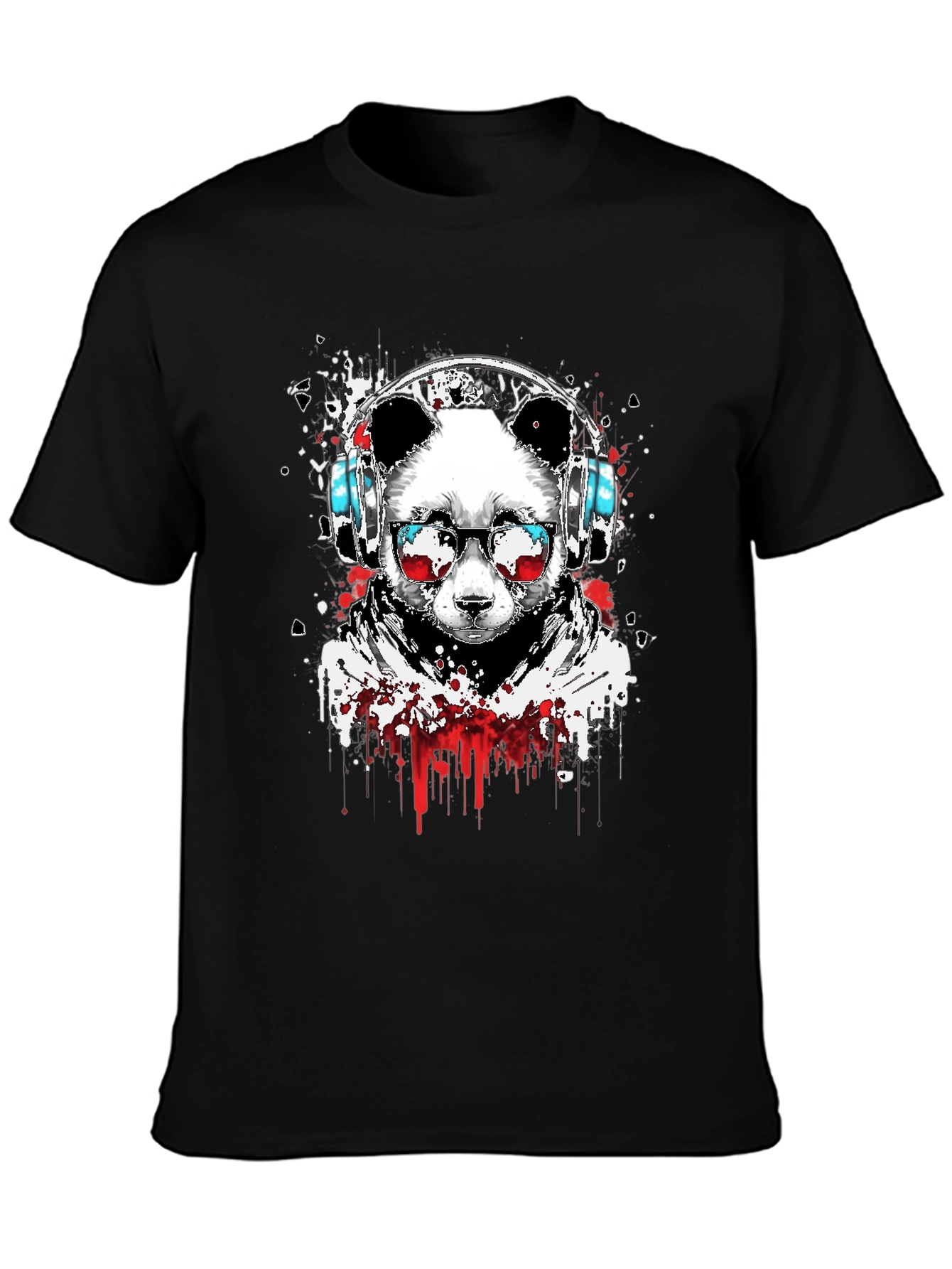 Cool Panda DJ Graphic T-Shirt - Black