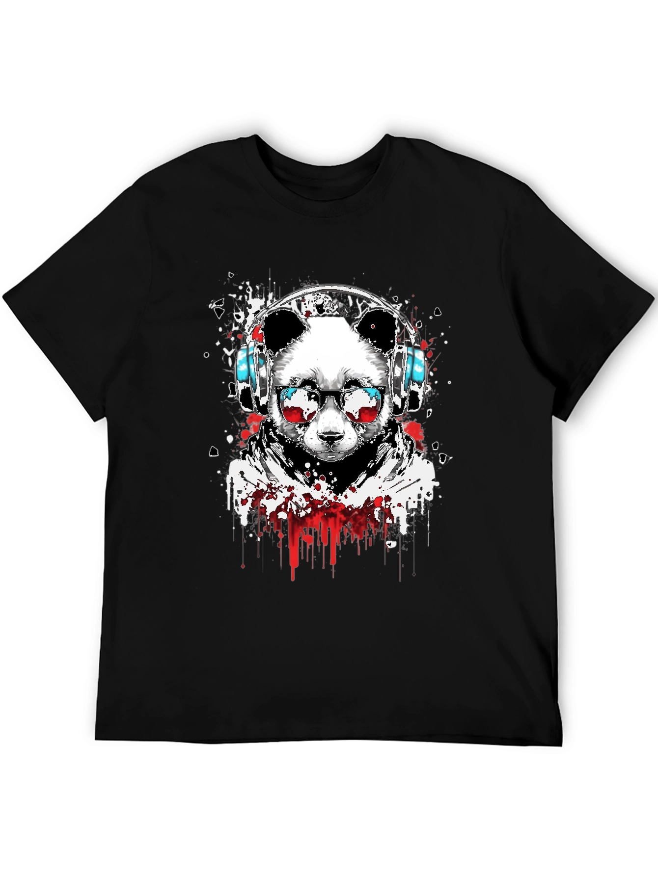 Cool Panda DJ Graphic T-Shirt - Black