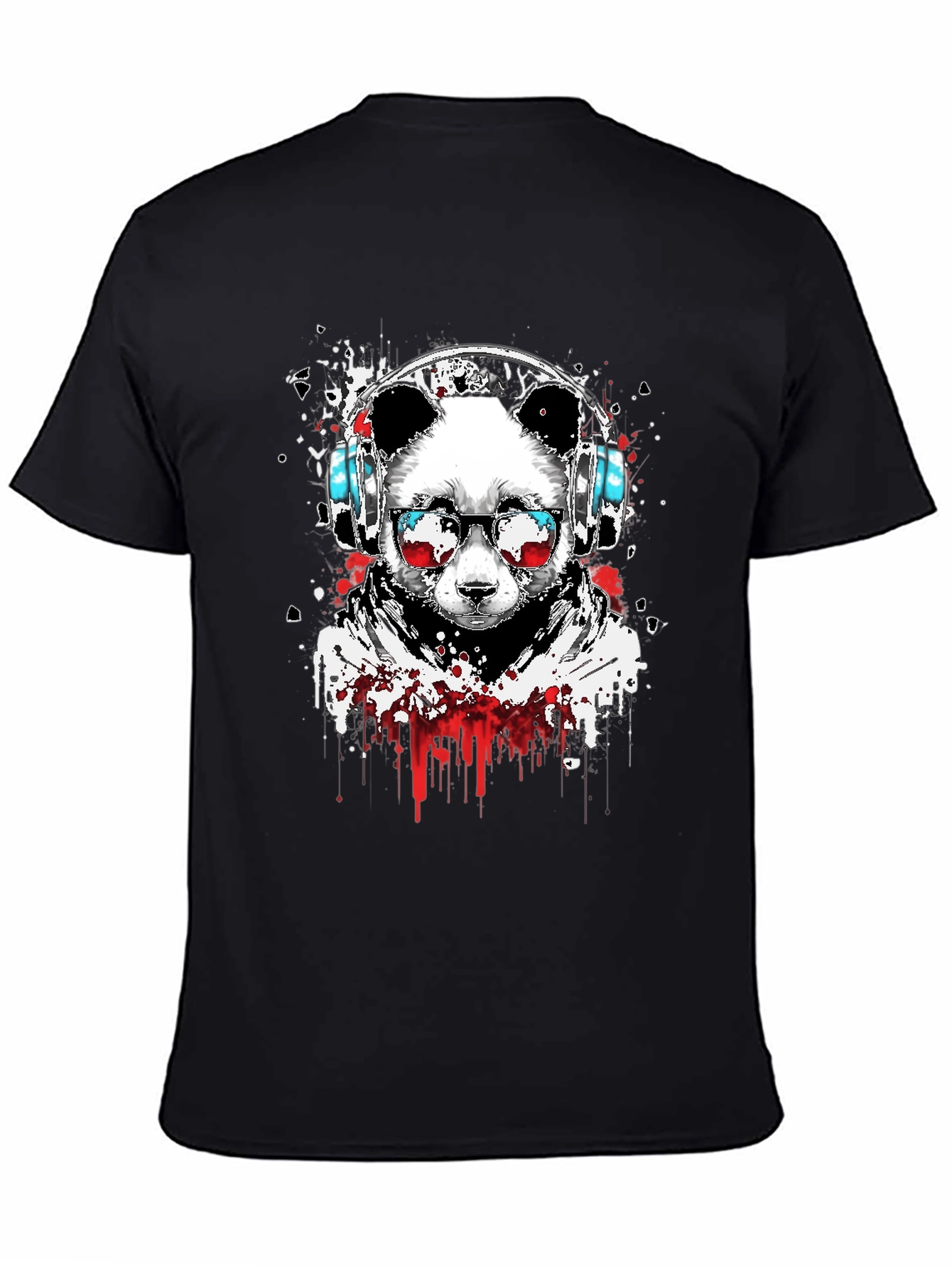 Cool Panda DJ Graphic T-Shirt - Black