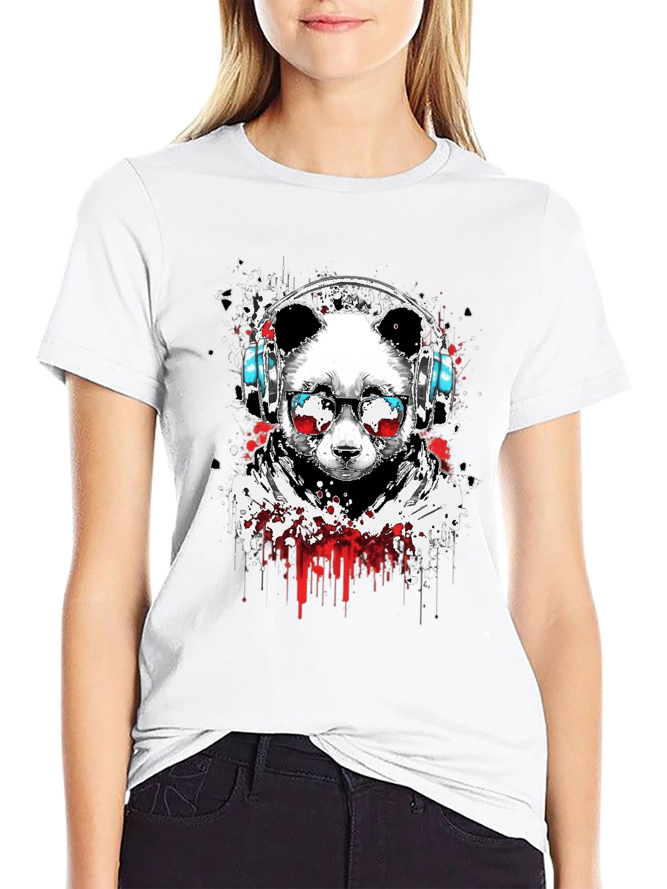 Cool Panda DJ Graphic T-Shirt - Black