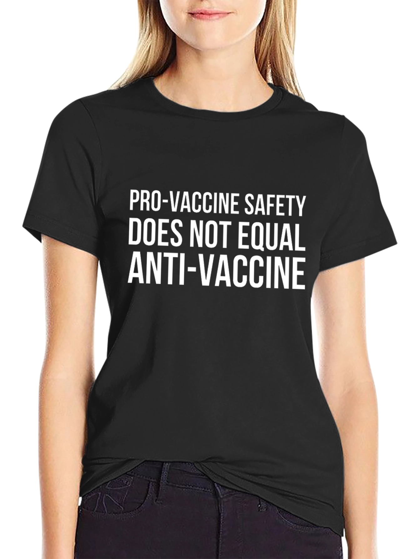 Pro-Vaccine Safety Graphic Tee - Black Cotton Casual