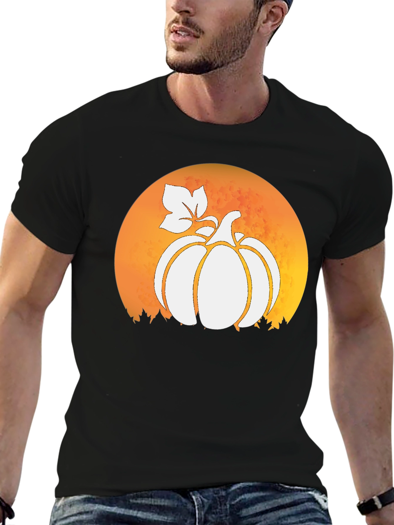 Pumpkin Moon Black T-Shirt - Fall Harvest Tee