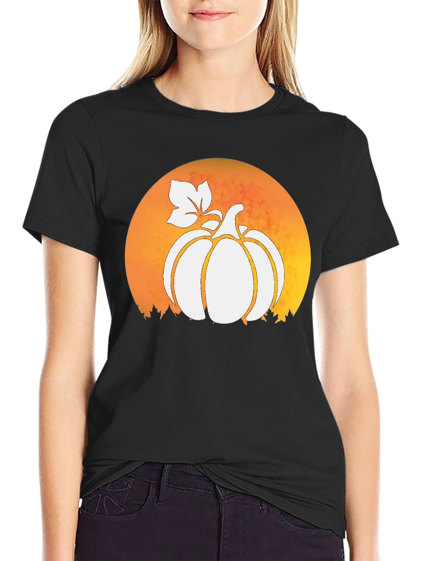 Pumpkin Moon Black T-Shirt - Fall Harvest Tee