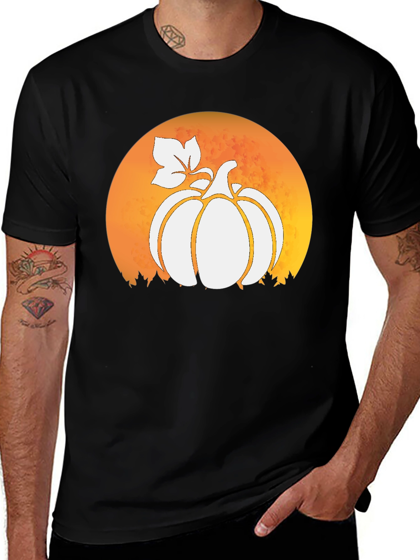 Pumpkin Moon Black T-Shirt - Fall Harvest Tee