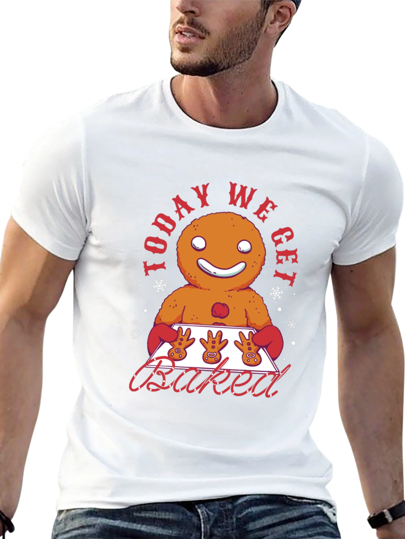 Gingerbread Man Today We Get Baked Graphic T-Shirt