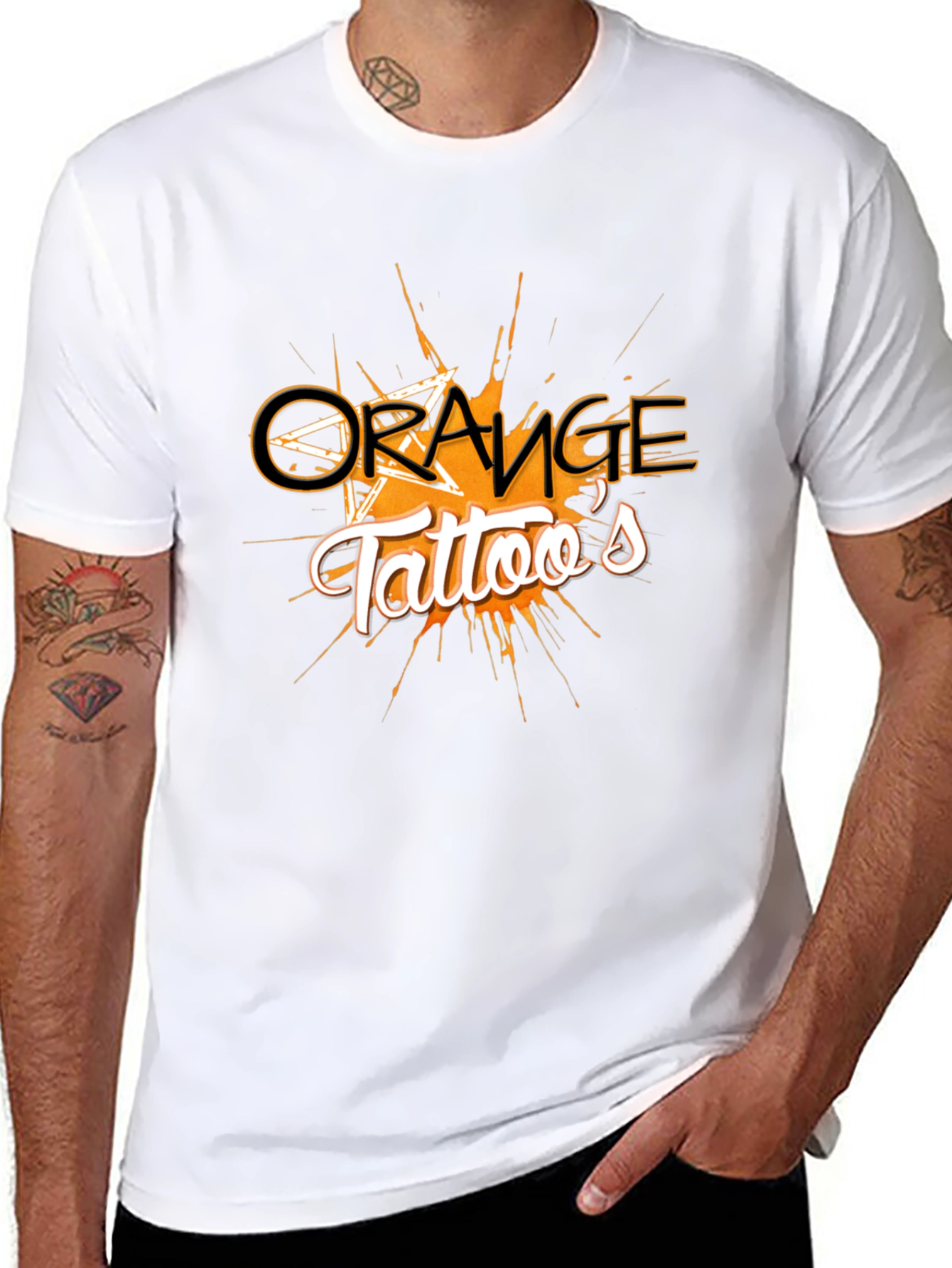 Orange Tattoos Graphic Black Tee