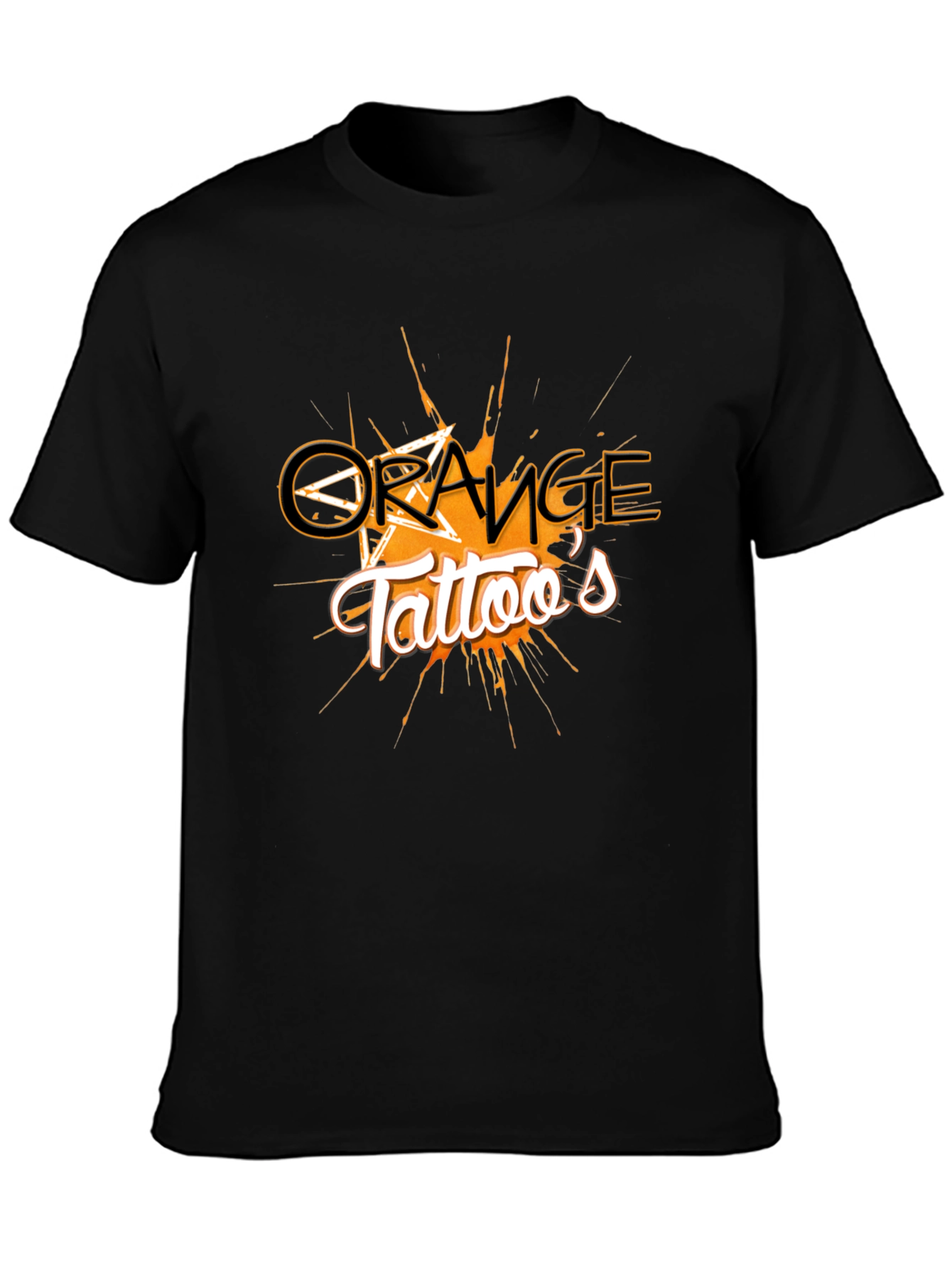Orange Tattoos Graphic Black Tee