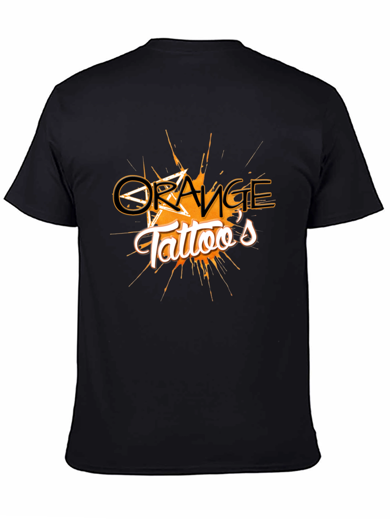 Orange Tattoos Graphic Black Tee
