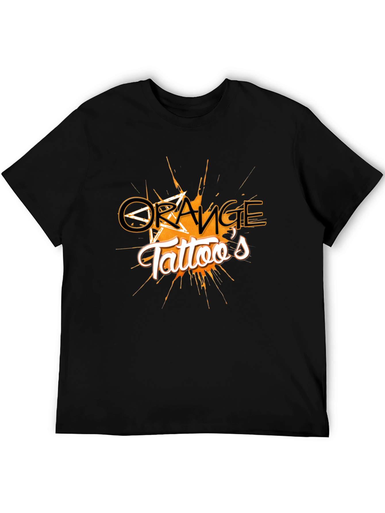 Orange Tattoos Graphic Black Tee