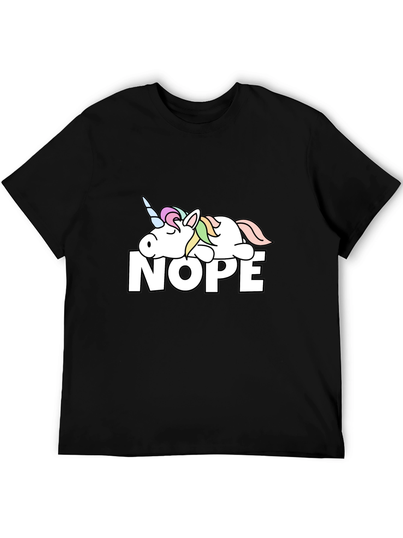 Nope Lazy Unicorn Graphic T-Shirt