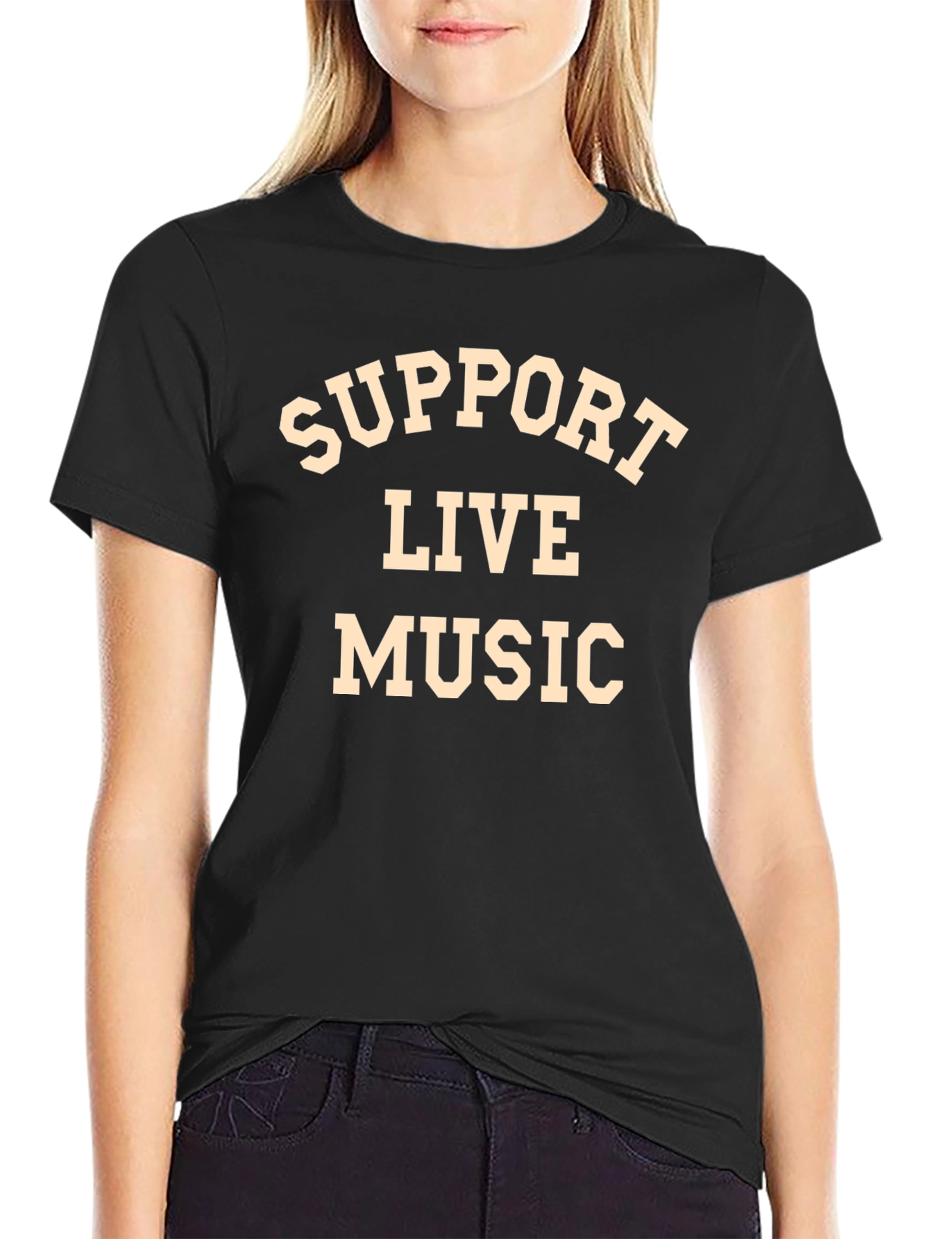 Support Live Music Black Graphic T-Shirt