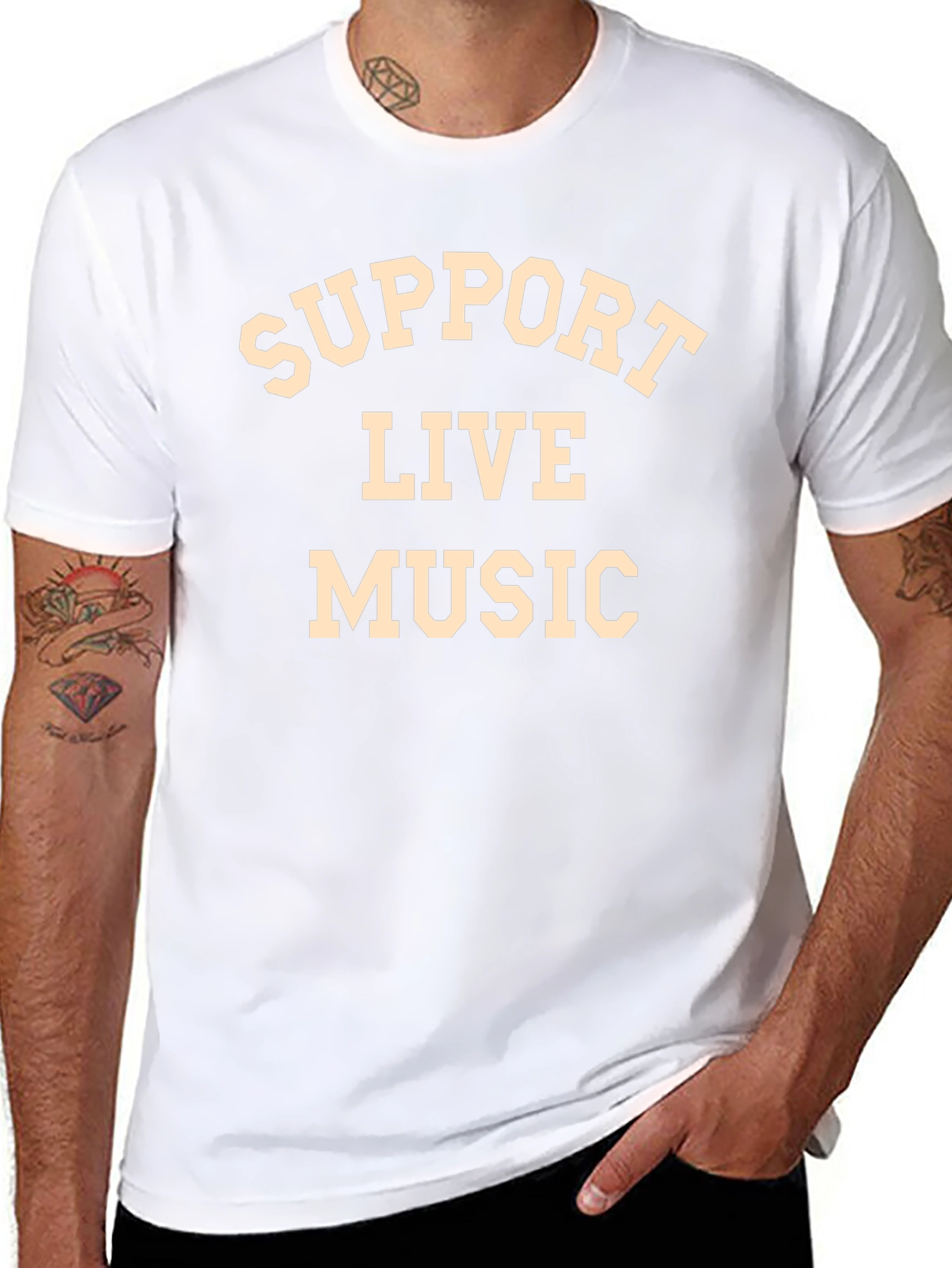 Support Live Music Black Graphic T-Shirt