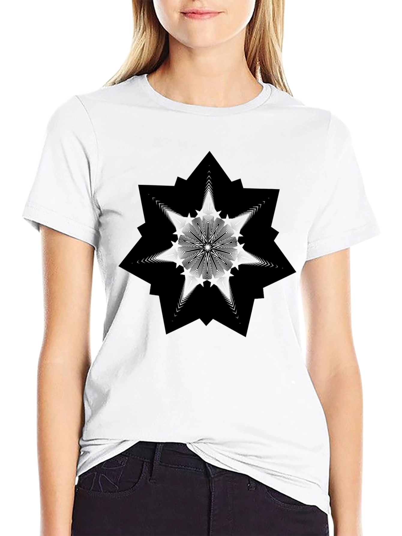 Black Geometric Mandala Graphic Tee