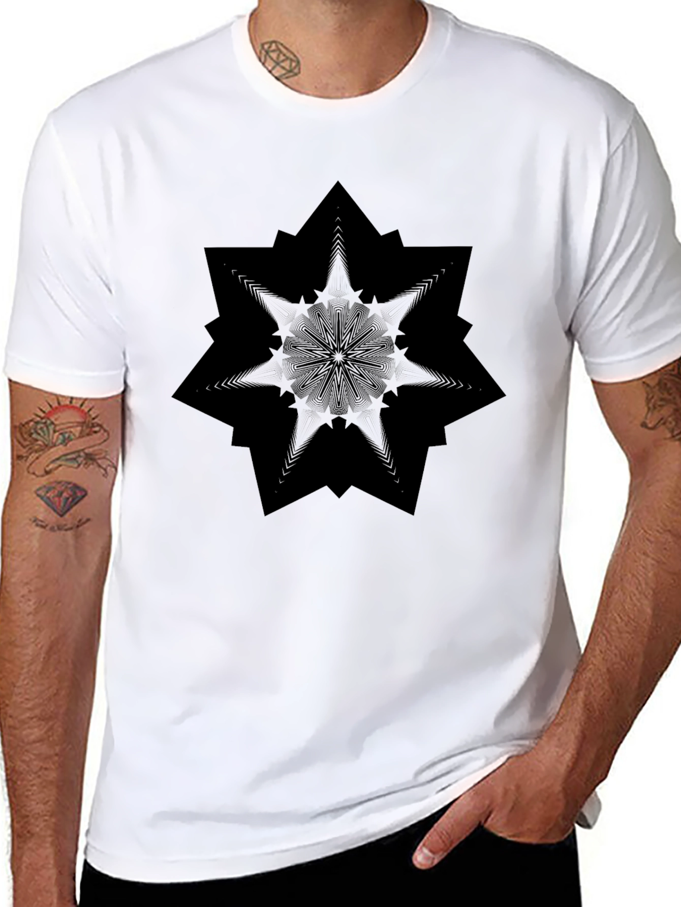 Black Geometric Mandala Graphic Tee