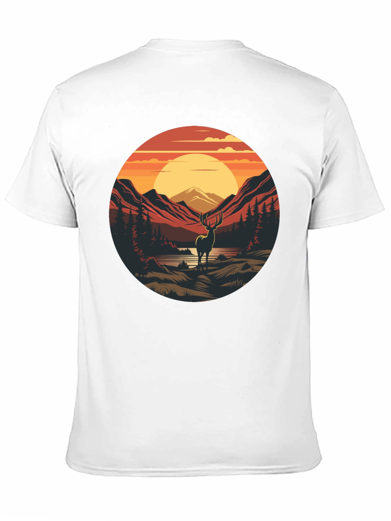 Nature Deer Graphic Black T-Shirt