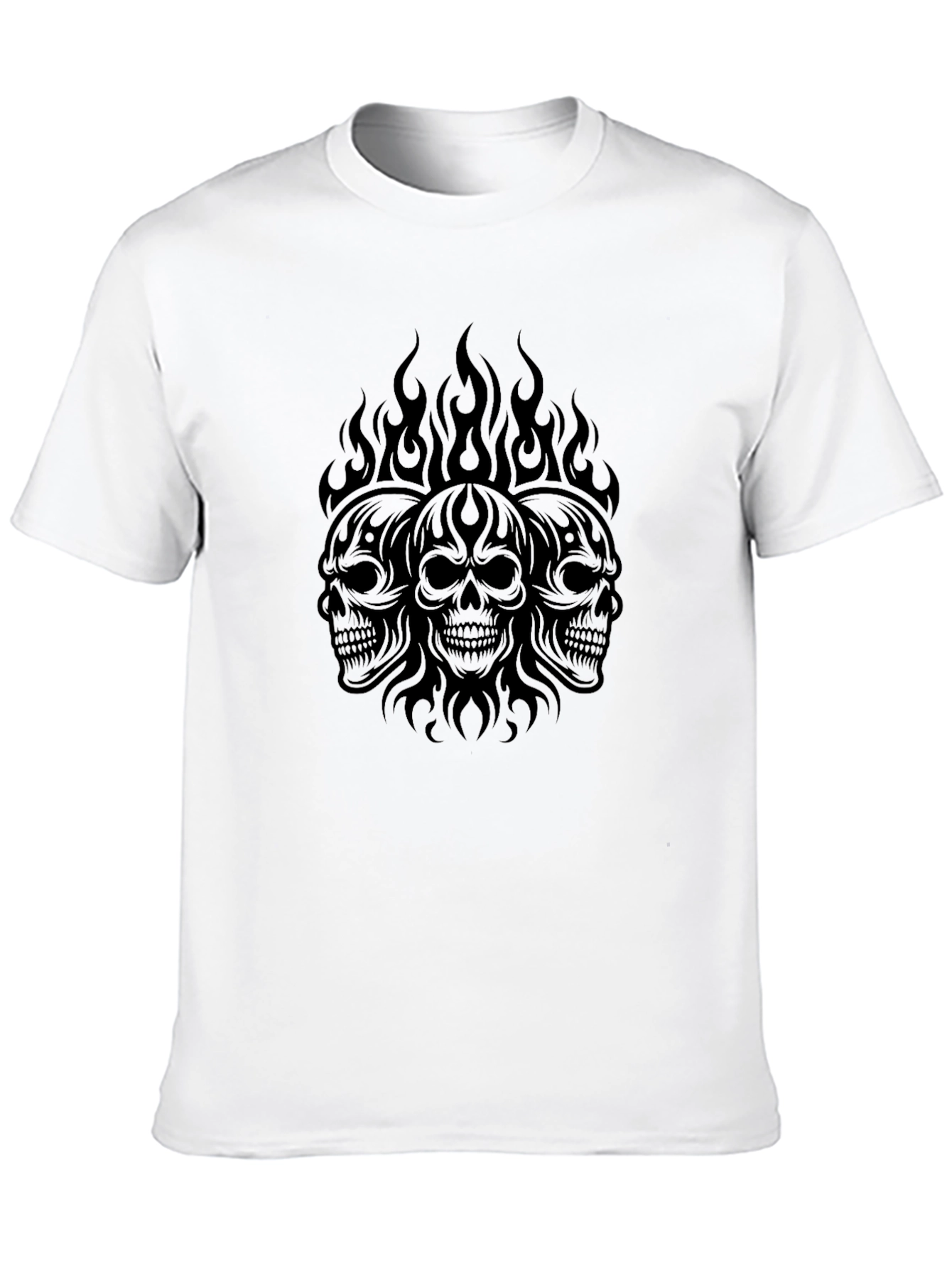 Skull Flames Graphic T-Shirt - Black