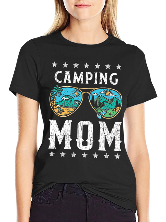 Camping Mom Black Graphic T-Shirt