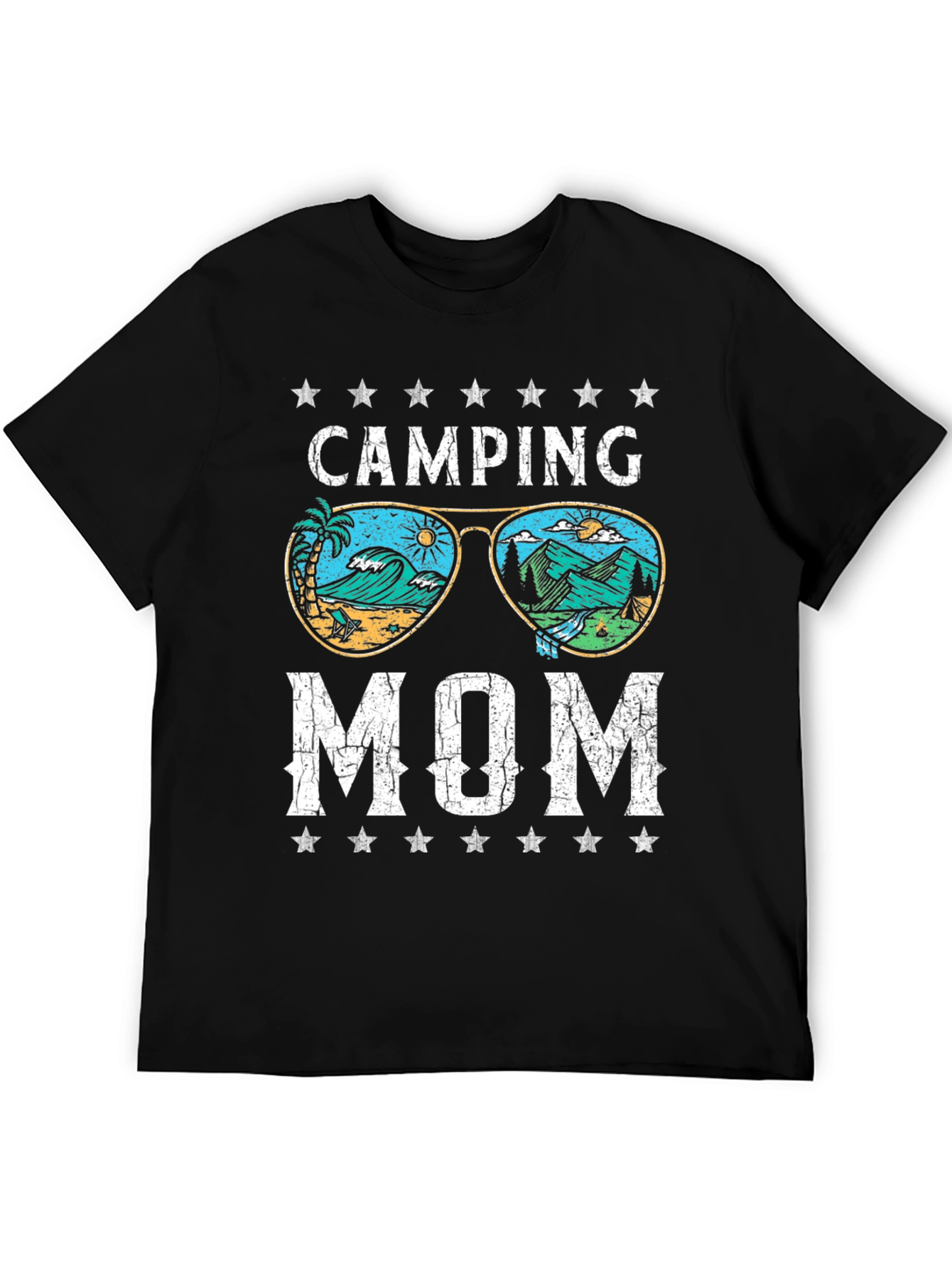 Camping Mom Black Graphic T-Shirt