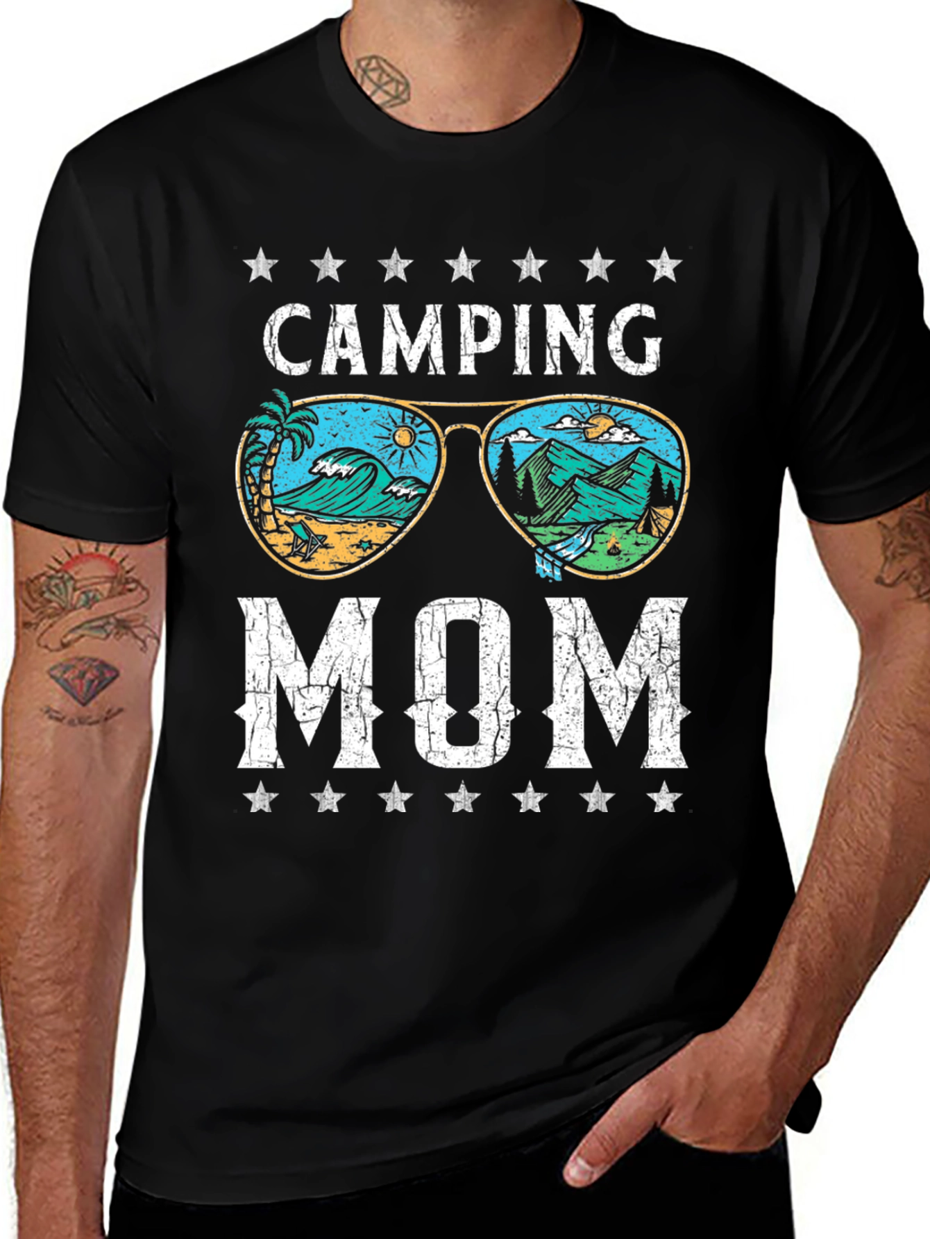 Camping Mom Black Graphic T-Shirt