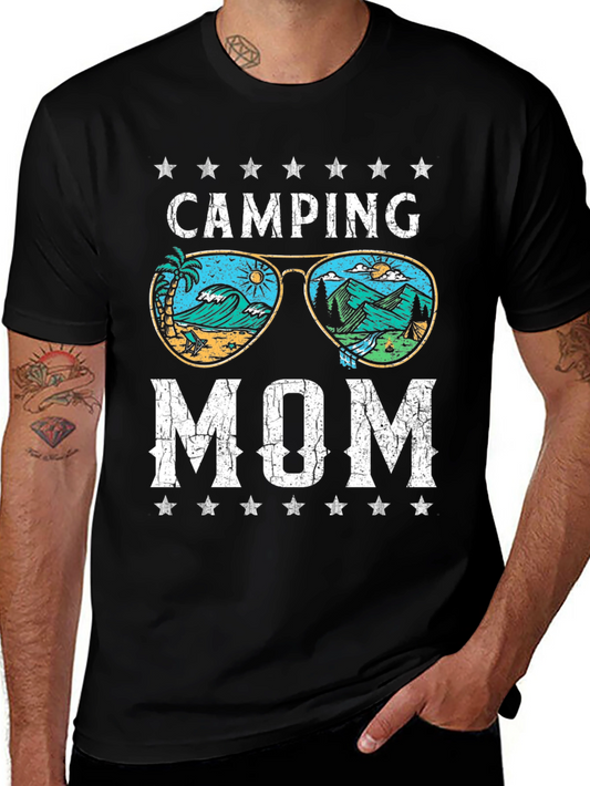 Camping Mom Black Graphic T-Shirt