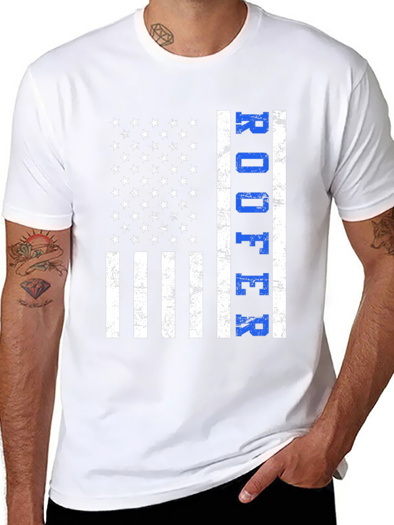 Roofer American Flag T-Shirt Patriotic Job Pride