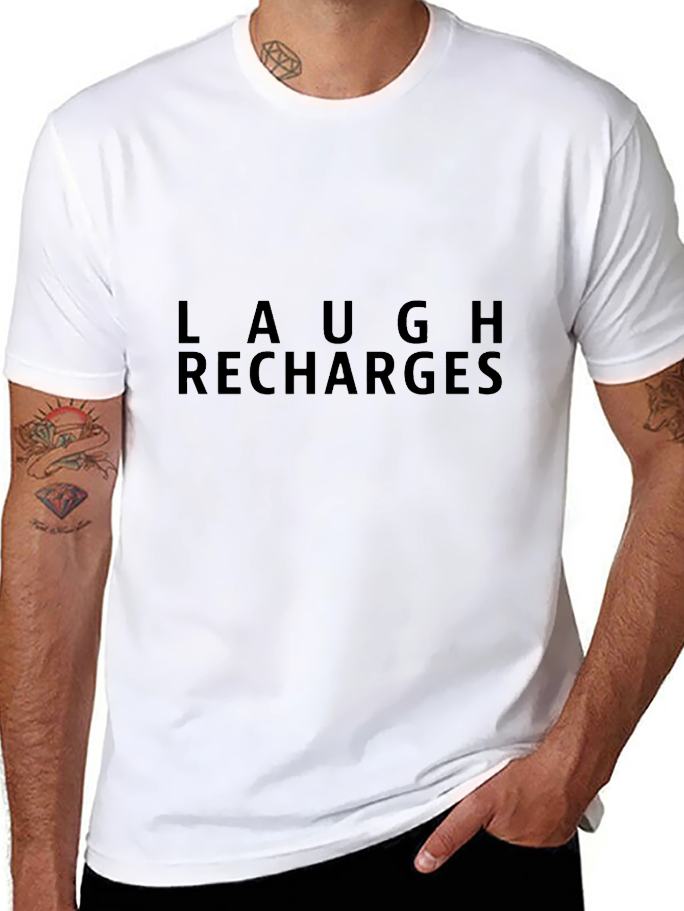 Laugh Recharges Black Graphic Tee
