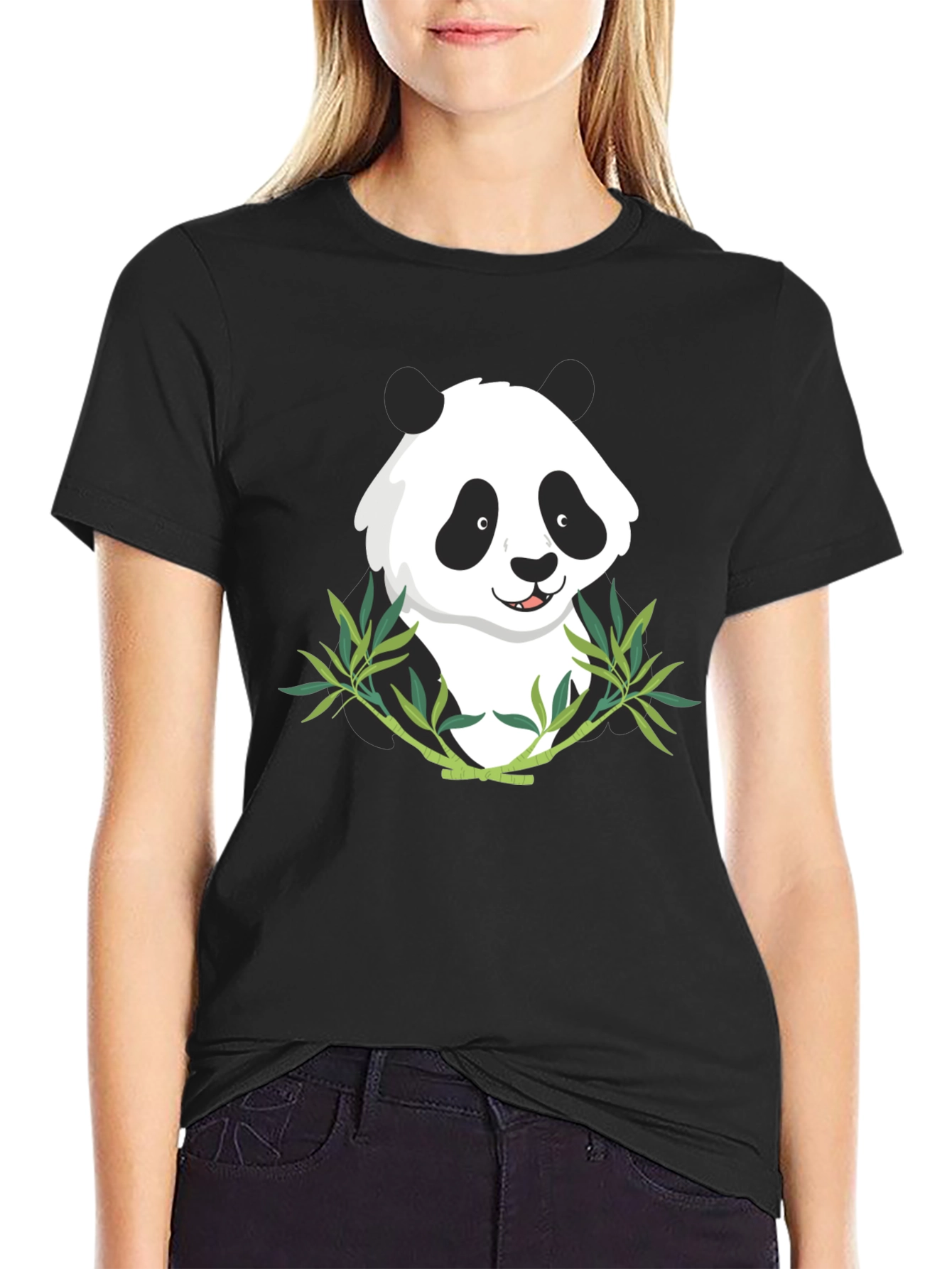 Panda Bamboo Graphic Tee - Mens Black T-Shirt