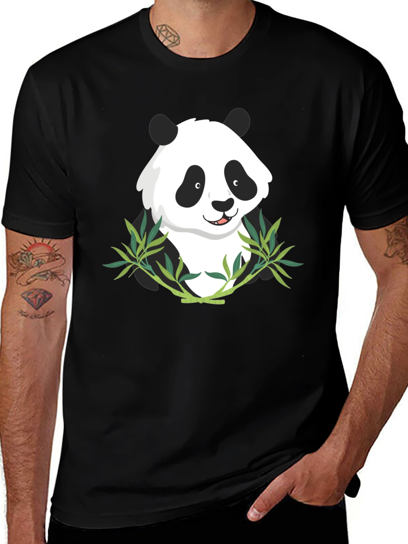 Panda Bamboo Graphic Tee - Mens Black T-Shirt