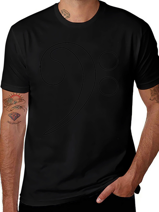 Bass Clef Music Note Graphic T-Shirt - Black