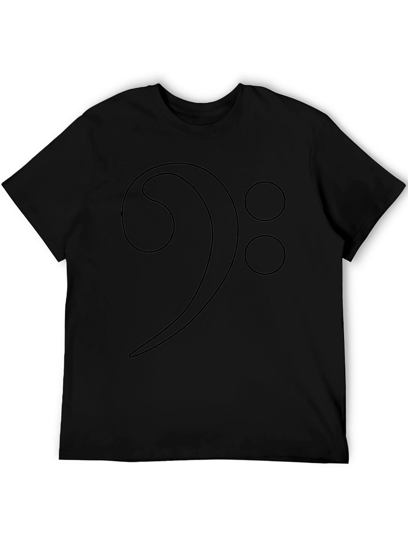 Bass Clef Music Note Graphic T-Shirt - Black