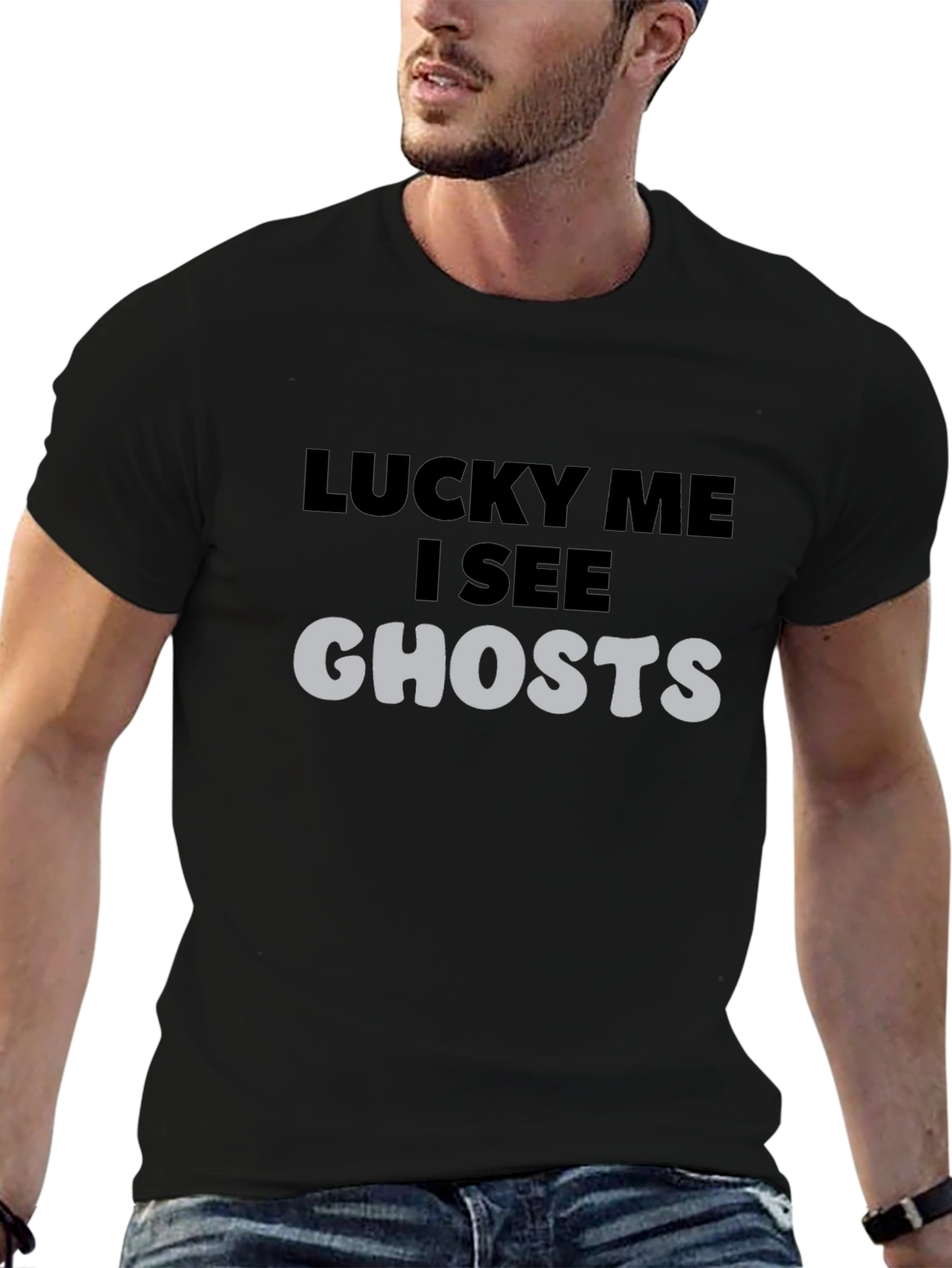Lucky Me I See Ghosts Black Graphic Tee