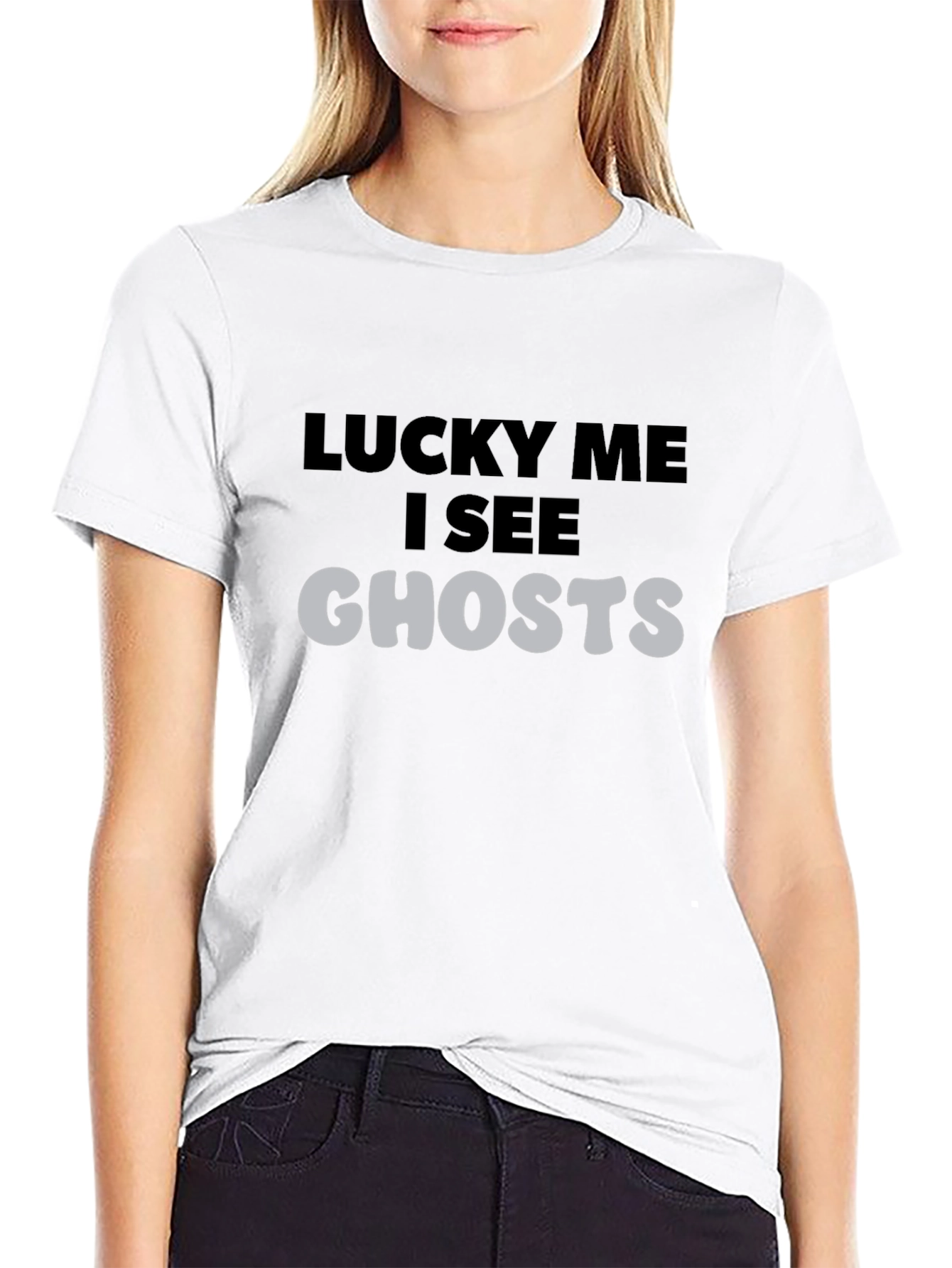 Lucky Me I See Ghosts Black Graphic Tee