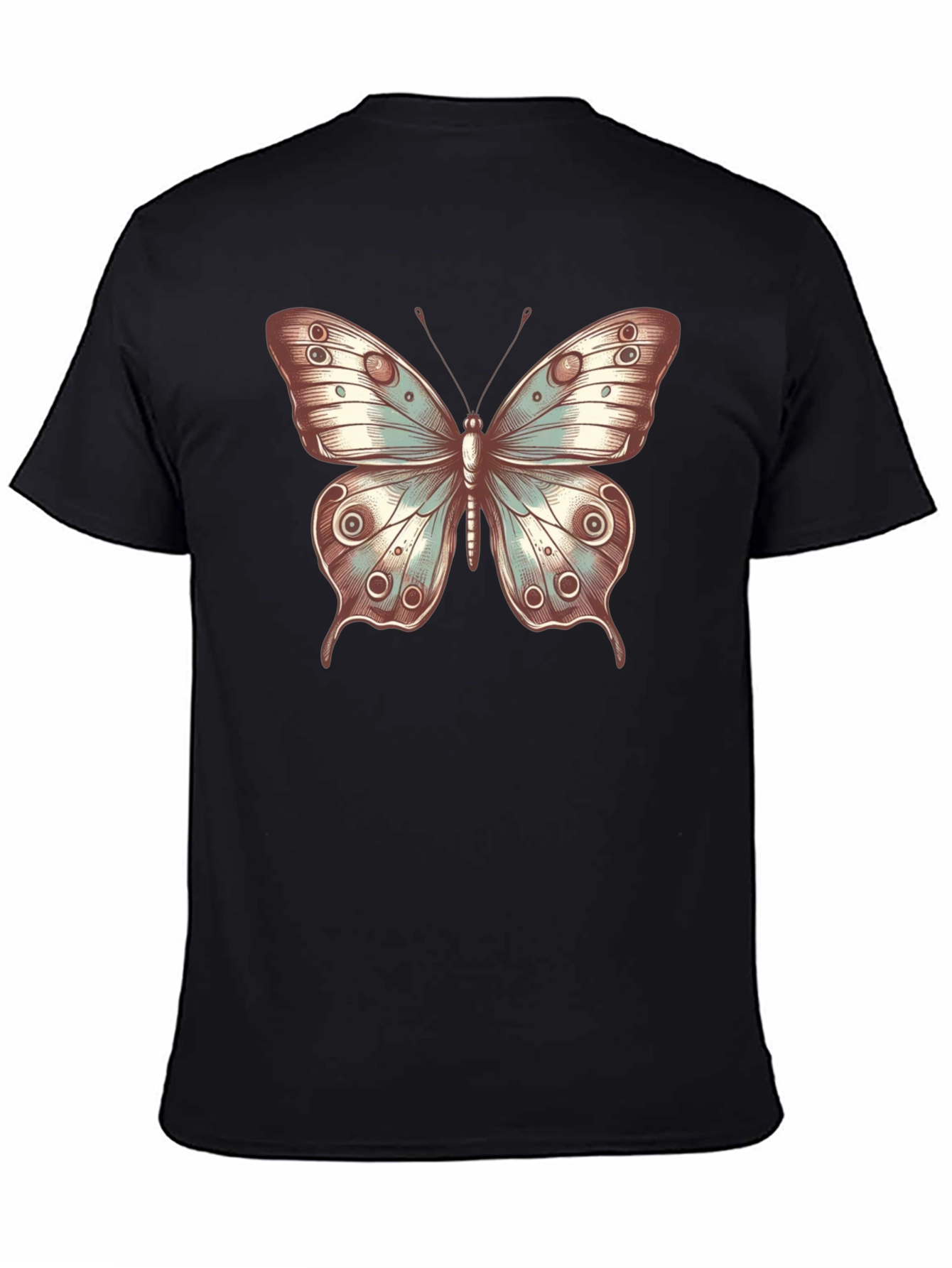 Butterfly Print Crew Neck T-Shirt - Stylish Casual Tee