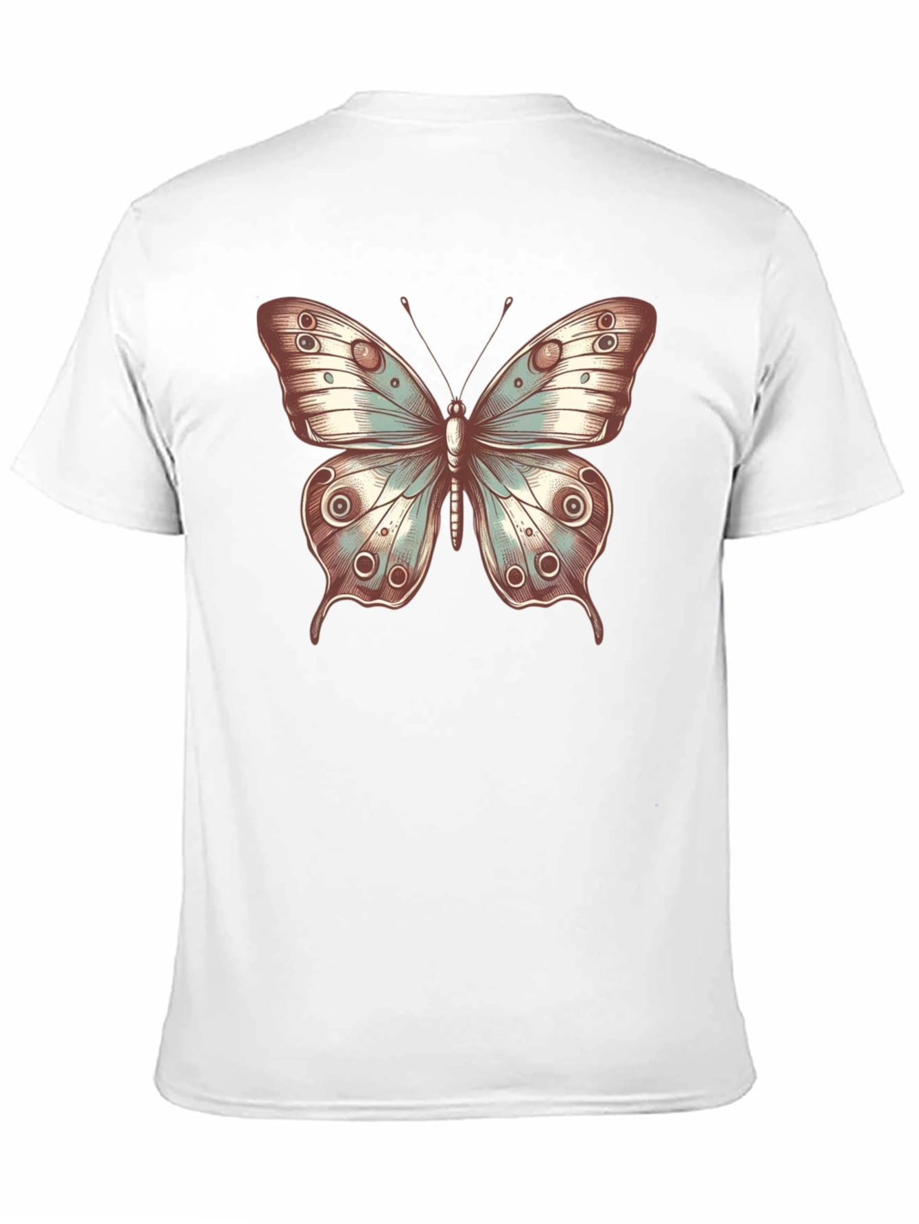 Butterfly Print Crew Neck T-Shirt - Stylish Casual Tee