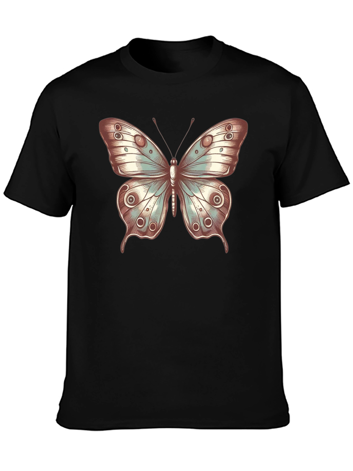 Butterfly Print Crew Neck T-Shirt - Stylish Casual Tee