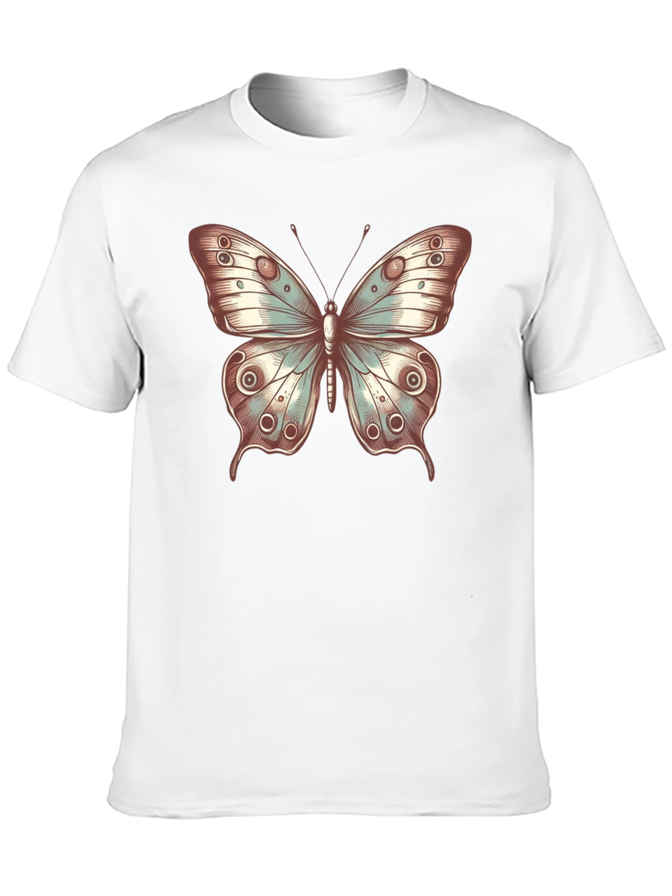 Butterfly Print Crew Neck T-Shirt - Stylish Casual Tee