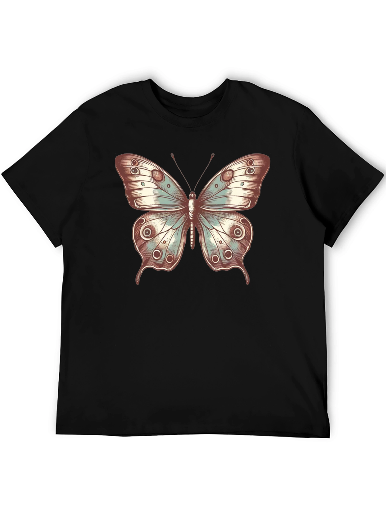 Butterfly Print Crew Neck T-Shirt - Stylish Casual Tee