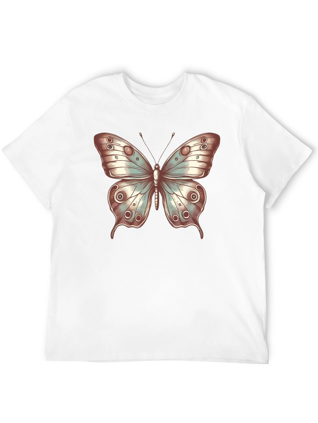 Butterfly Print Crew Neck T-Shirt - Stylish Casual Tee