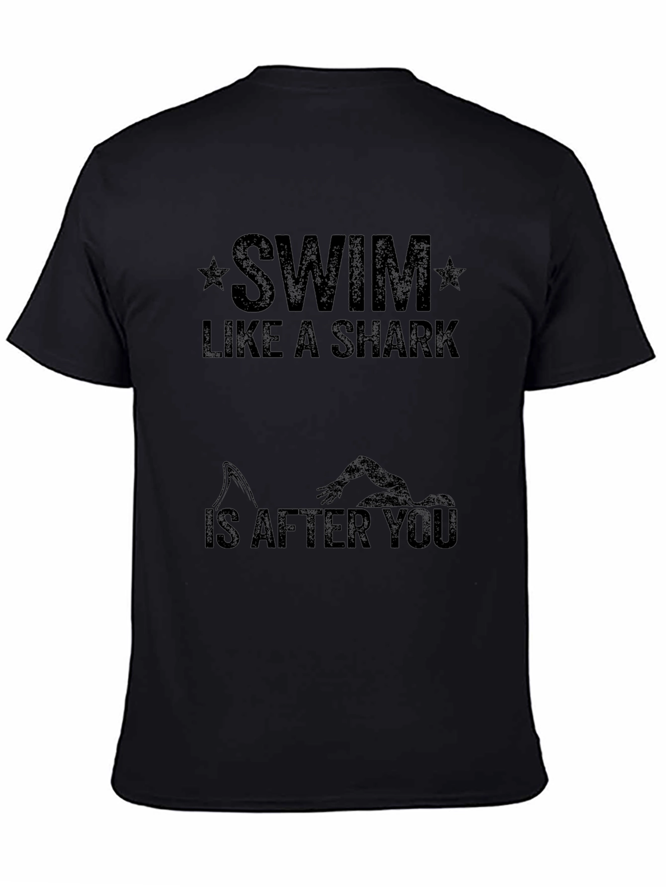 Swim Like a Shark Black Graphic T-Shirt
