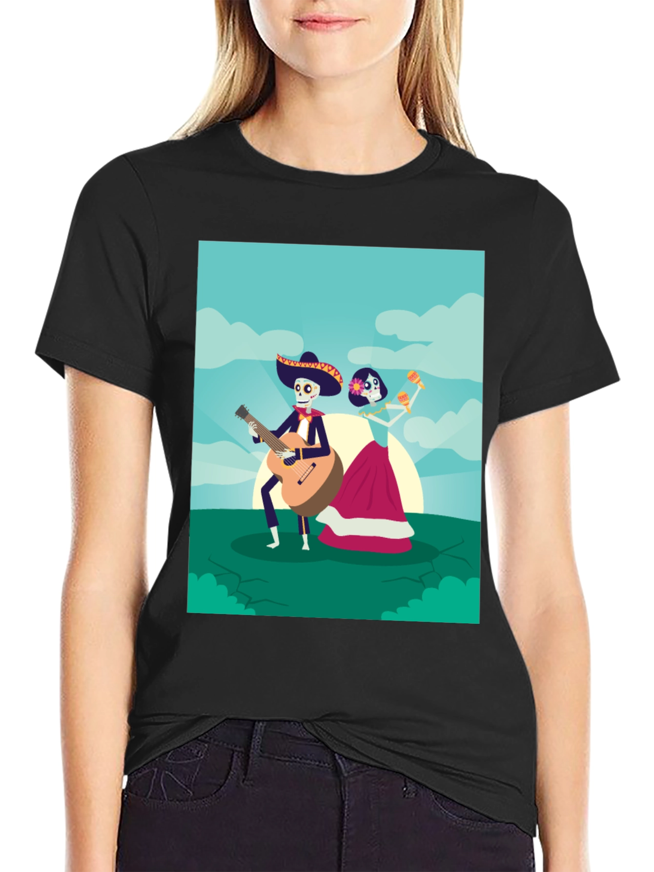 Day of the Dead Graphic Tee - Mariachi Couple