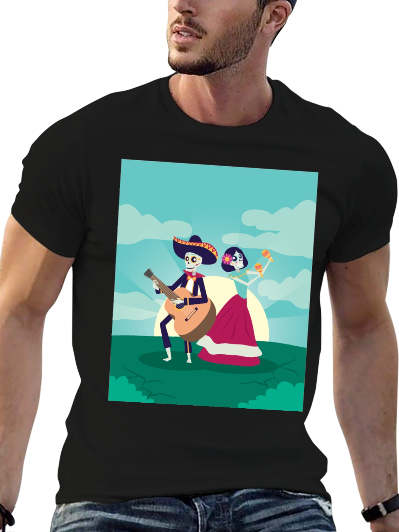 Day of the Dead Graphic Tee - Mariachi Couple