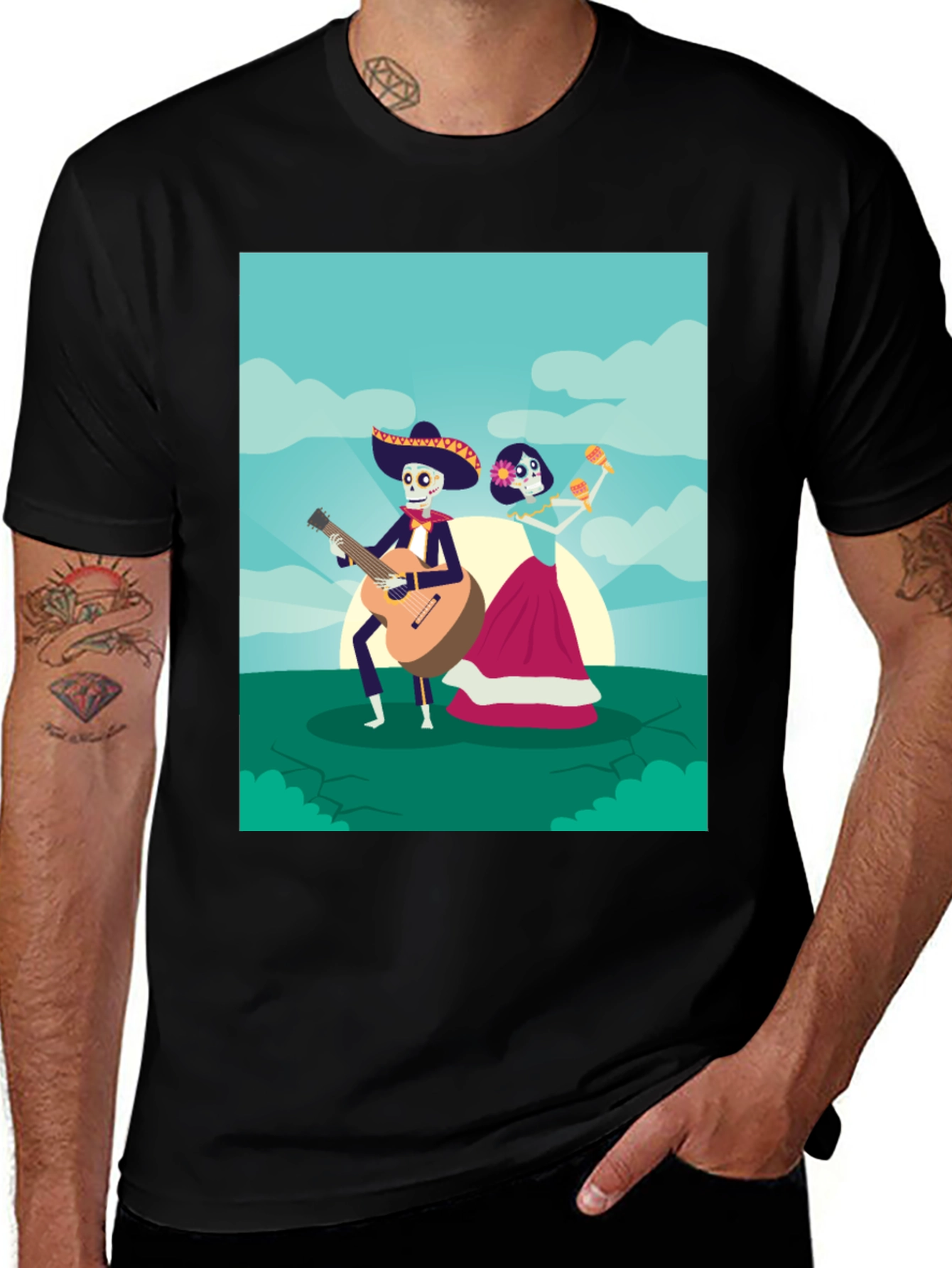 Day of the Dead Graphic Tee - Mariachi Couple