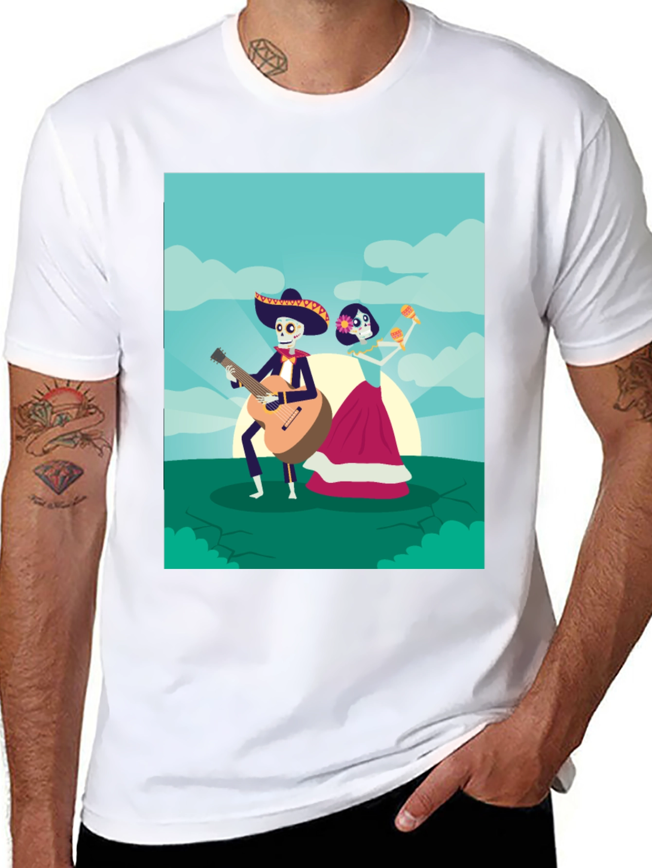 Day of the Dead Graphic Tee - Mariachi Couple