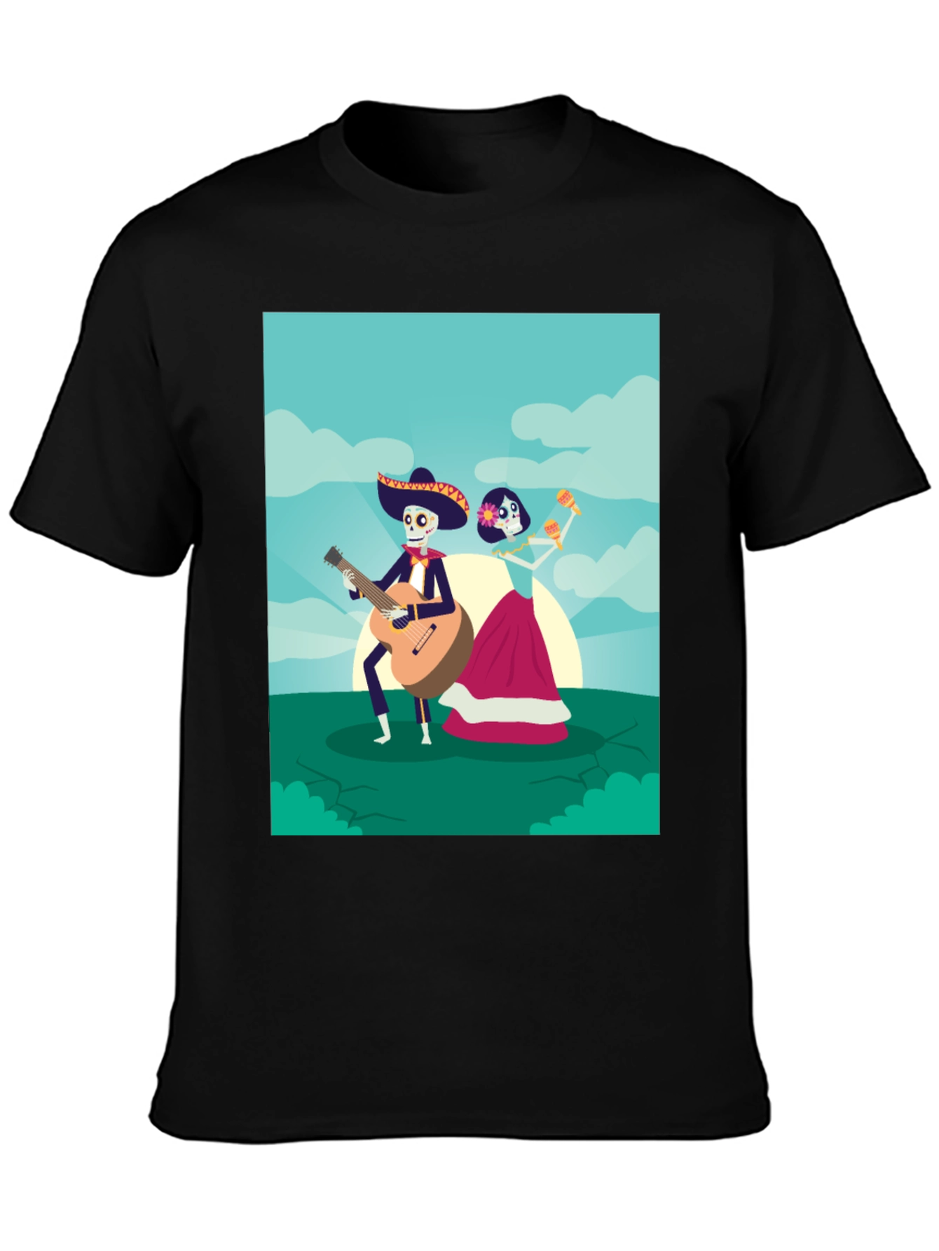 Day of the Dead Graphic Tee - Mariachi Couple