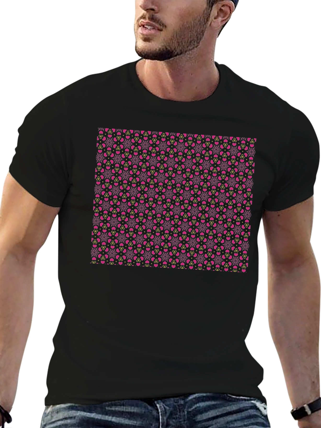 Patterned T-Shirt: Pink Hearts & Details