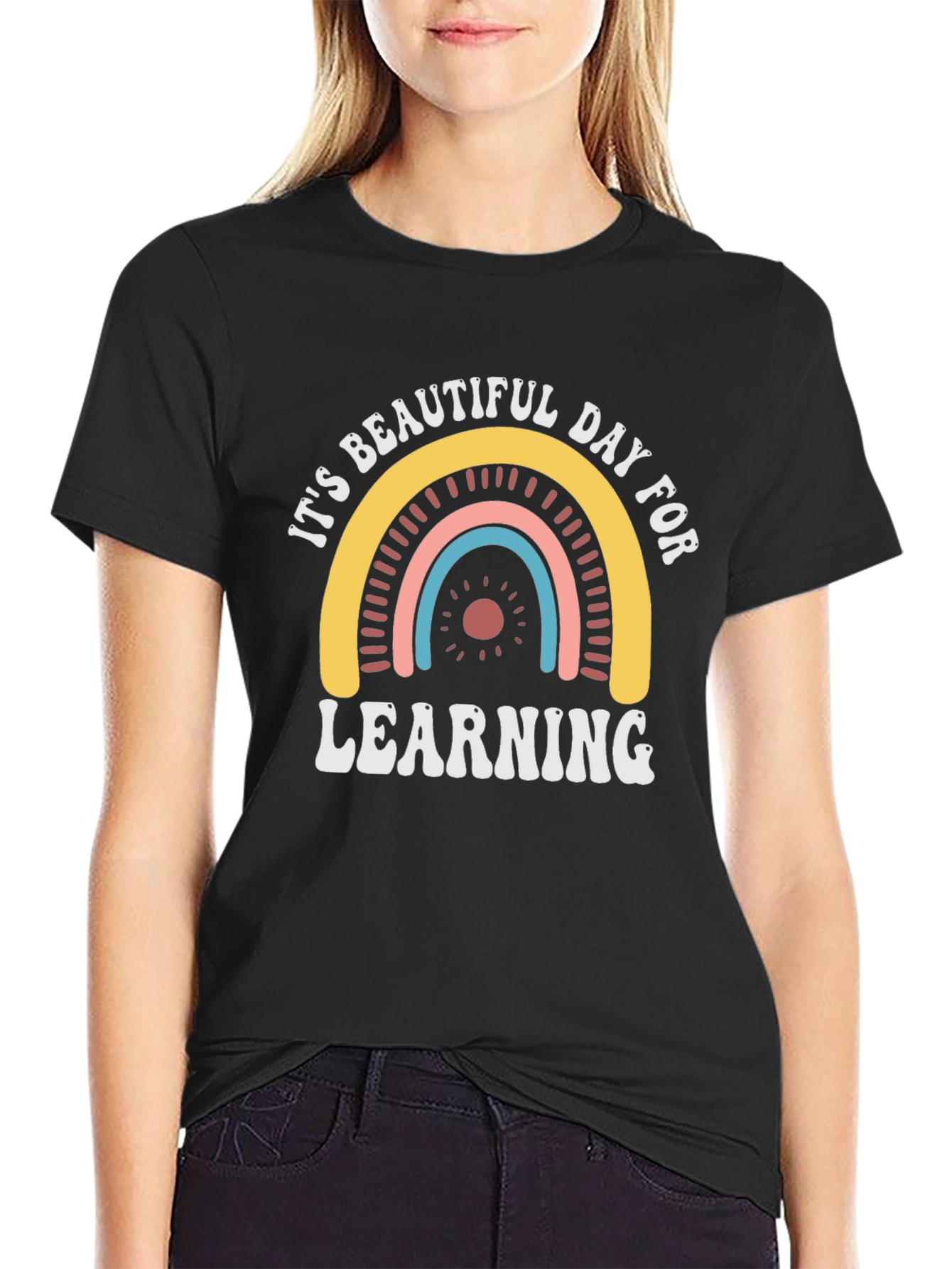 Its Beautiful Day for Learning Black T-Shirt