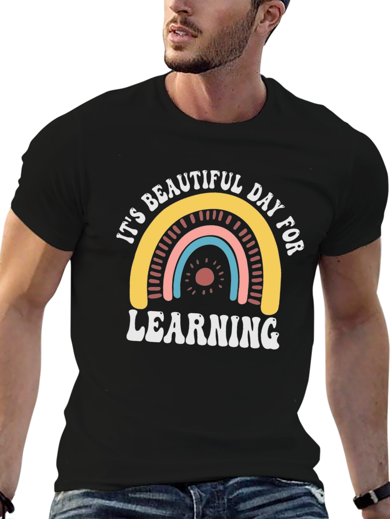 Its Beautiful Day for Learning Black T-Shirt