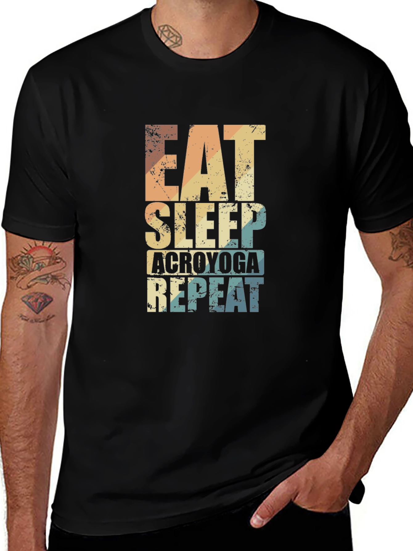 Eat Sleep Acroyoga Repeat T-Shirt - Black