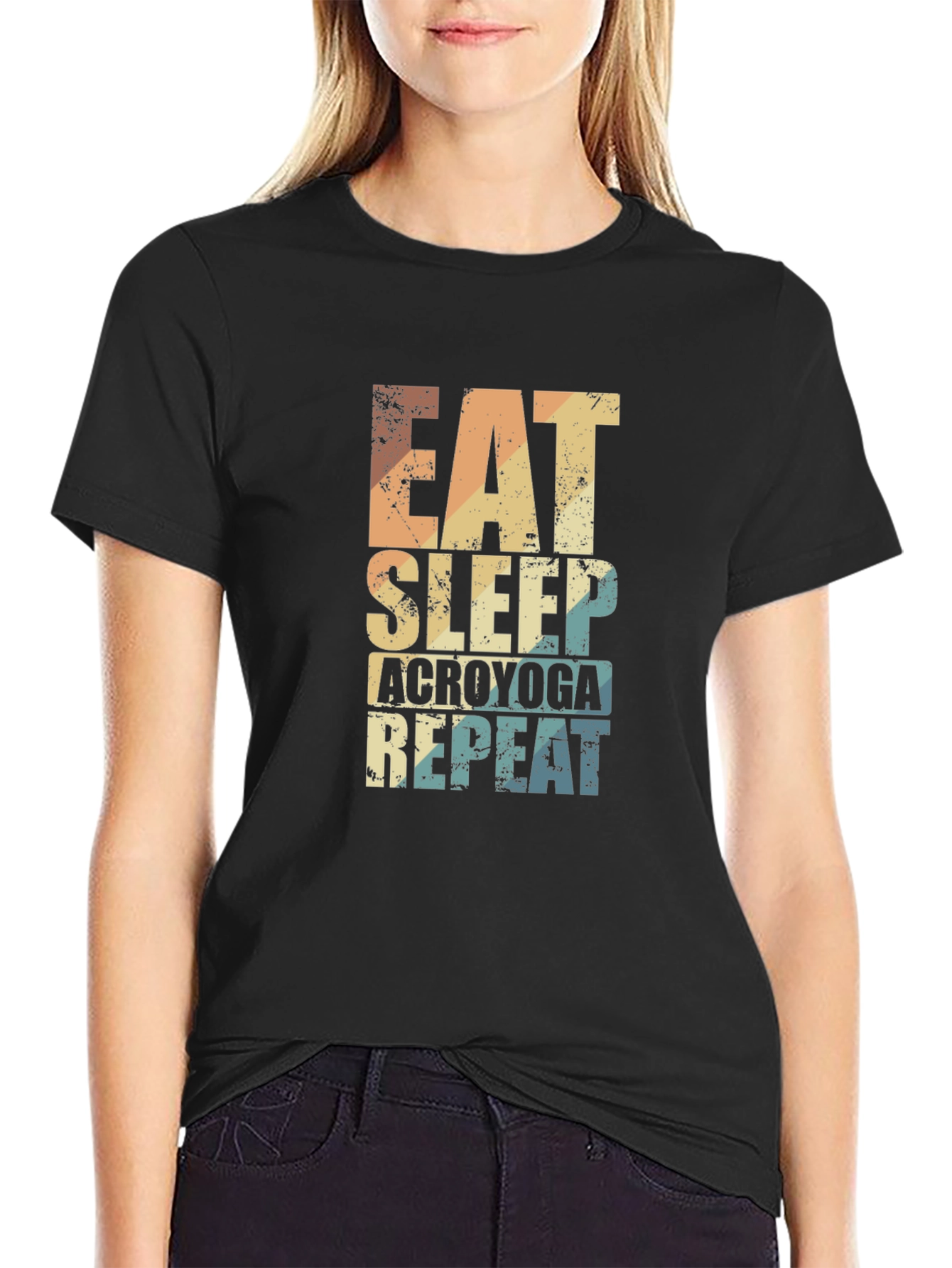 Eat Sleep Acroyoga Repeat T-Shirt - Black