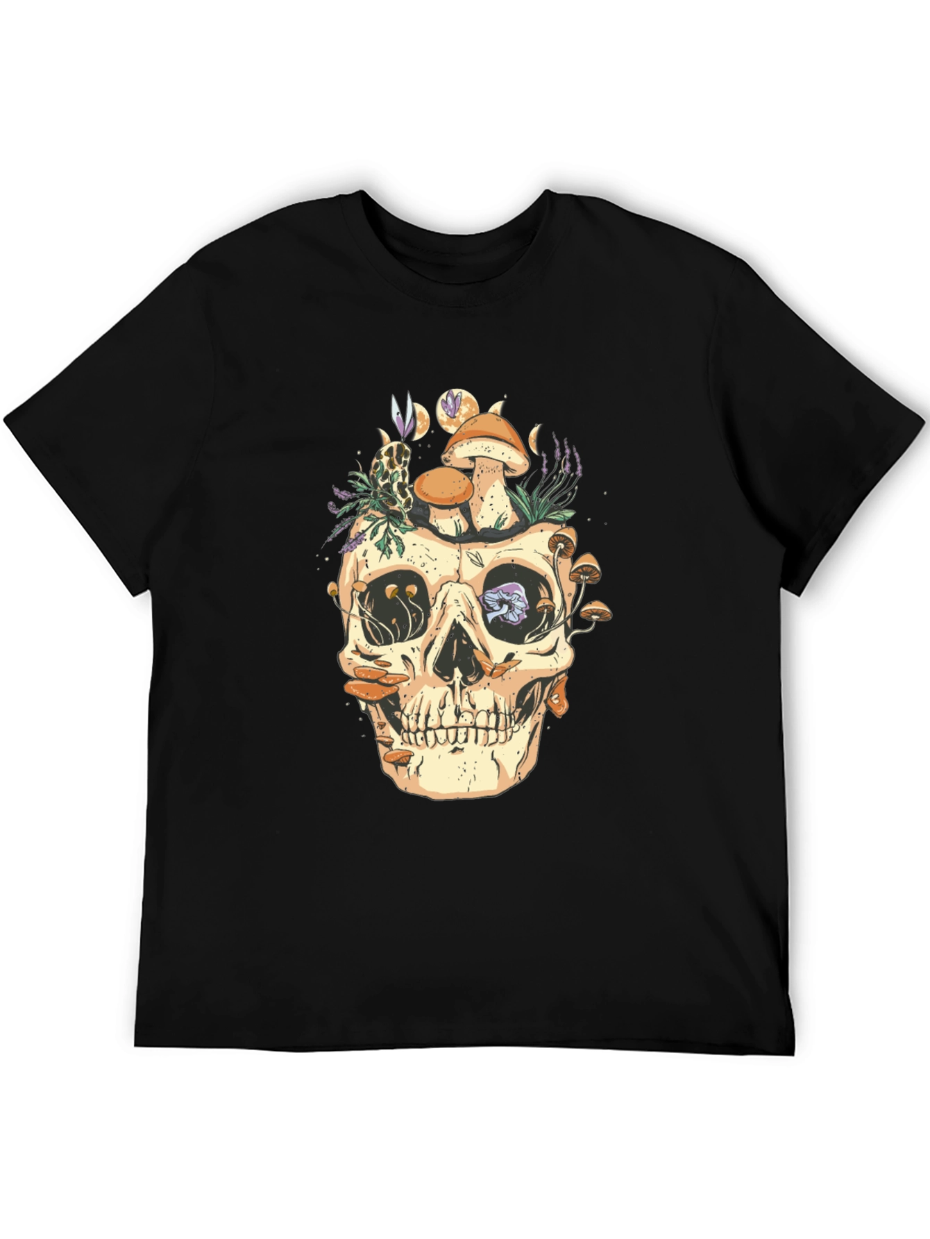 Skull & Mushroom Graphic Tee - Dark Style
